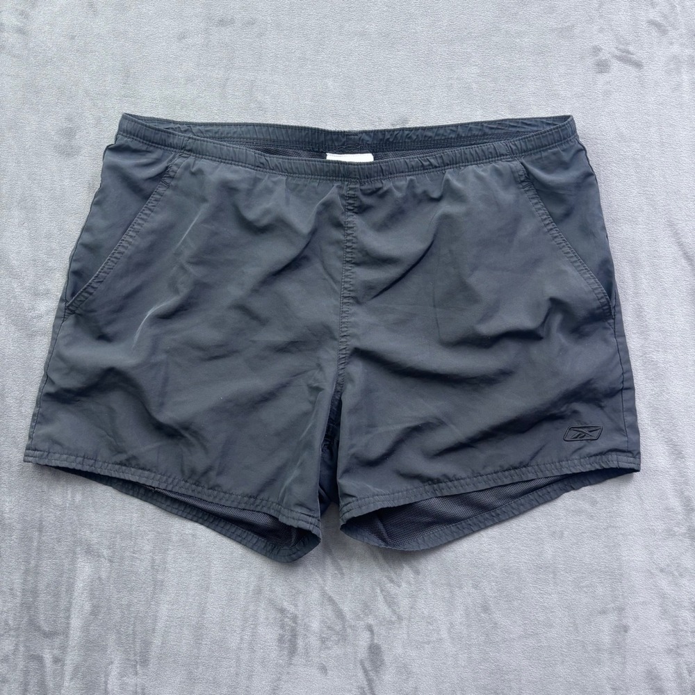 Vtg Reebok Mens Black Athletic Running Training Shorts Mesh Lined Size Medium